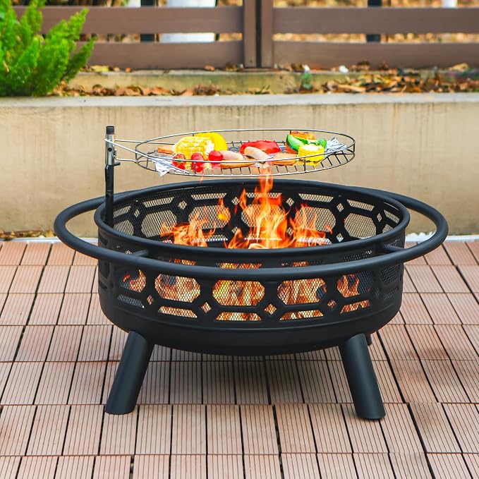 36 Inch Fire Pit, Outdoor Wood Burning Firepit by Florise