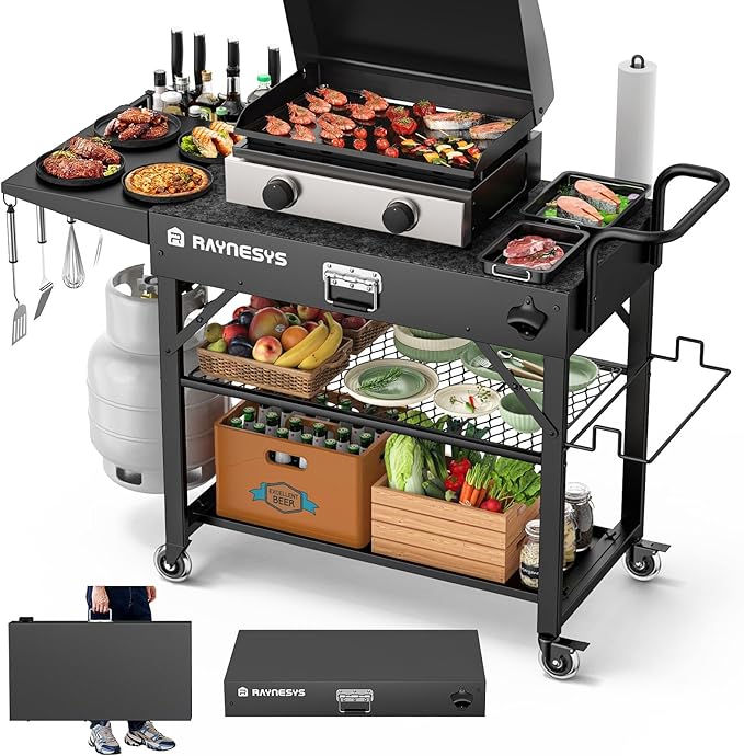 Outdoor Grill Cart, 440lbs Outdoor Grill Table, 31x17 inch Blackstone Griddle by Raynesys