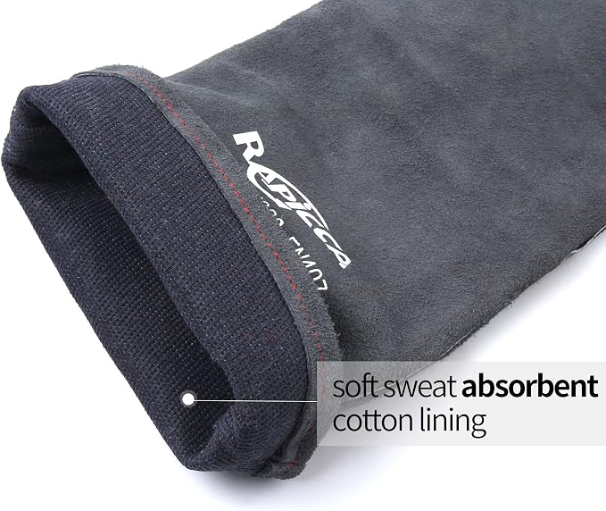 RAPICCA Fireplace Gloves Fire Heat Resistant: Grey 16IN 662℉- Fireproof Leather - Image 8
