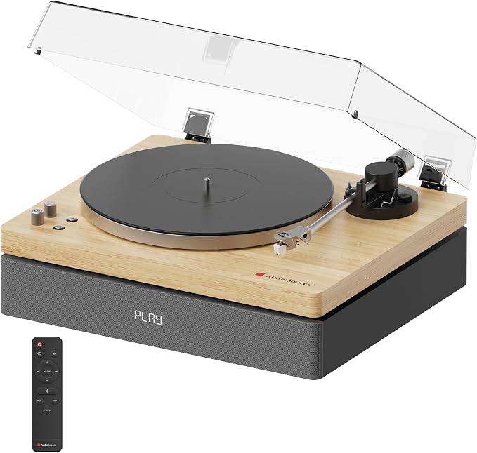 AudioSource Vinyl Record Player, Built-in Subwoofer, High Fidelity 2-Speed Belt by Audiosource