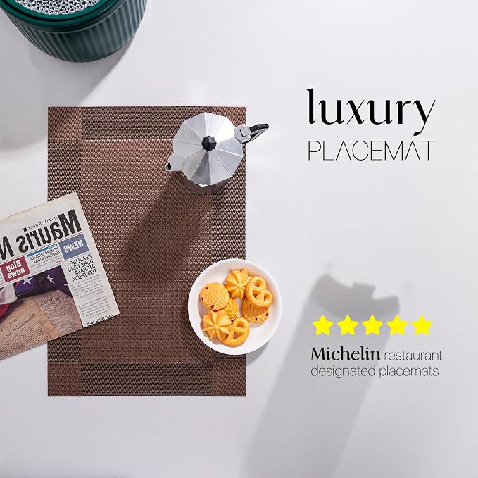 LEXMORE Placemats Set of 8 Vinyl/Plastic Woven Place Mats - Image 2