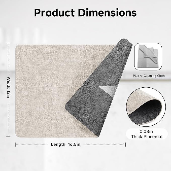 Faux Leather Vinyl Placemats Set of 4 Wipeable Heat Resistant Place Mats 100% - Image 5