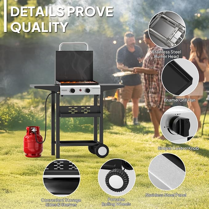 ROVSUN 2 Burner Portable Propane Griddle - Image 5