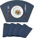 Round Table Placemats Set of 4, Faux Leather Wedge Shape Place Mats Heat by Wanlvhu