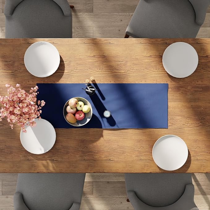 Encasa XO Table Runner 13"x36" Long | Cotton Canvas Fabric | Cobalt Solid Color - Image 4