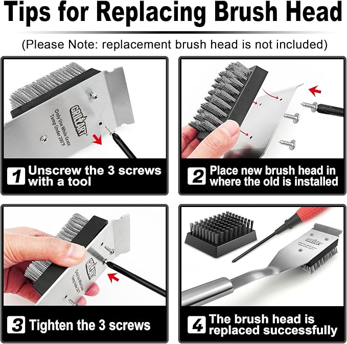 GRILLART Grill Brush and Scraper Replacement Head - Image 7