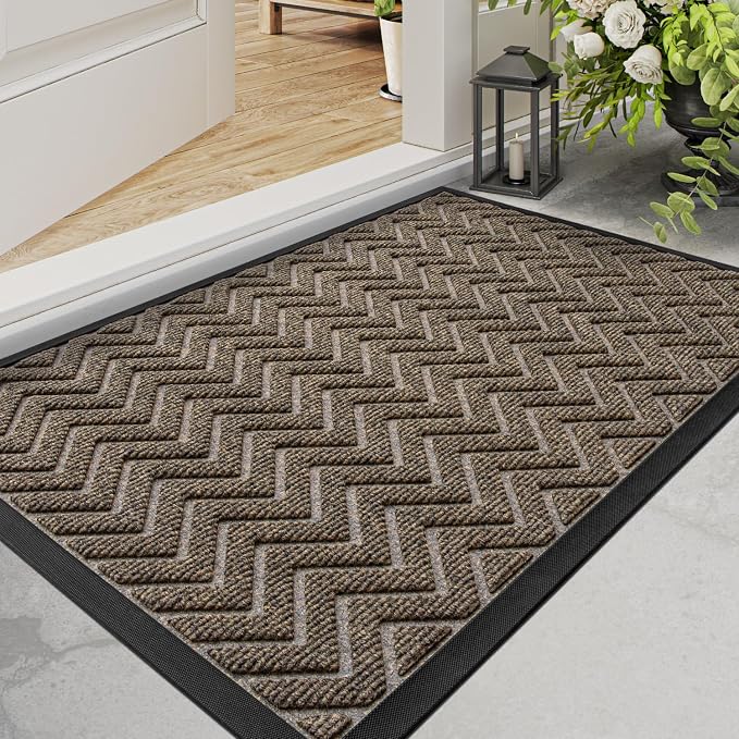 DEXI Front Door Mat Outside Entrance, 2x4 ft Rubber Entry Doormat Heavy Duty by DEXI
