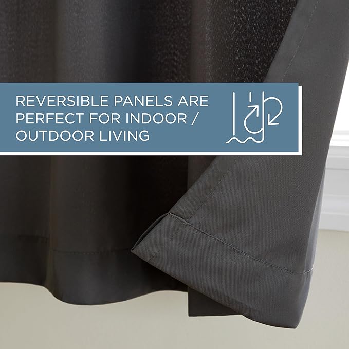 Outdoor Curtain Panels – Charcoal Light-Filtering Polyester, 54 x 108 in