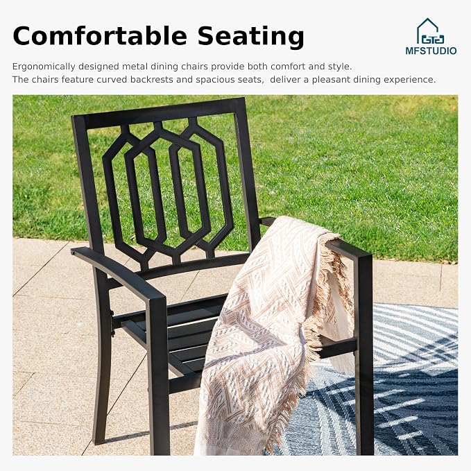 MFSTUDIO Patio Dining Set for 8, 9 Piece Outdoor Dining Set, Metal Patio Table - Image 4