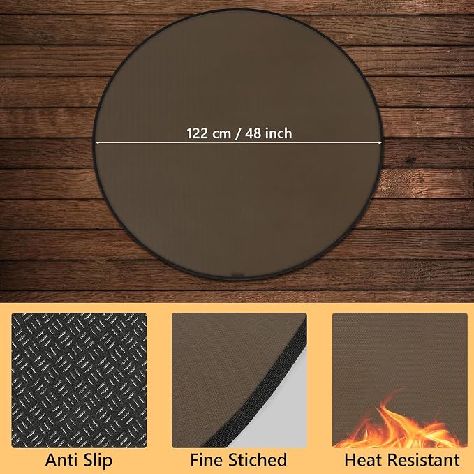Round Under Grill Mat for Outdoor Grill, 48 Inch Anti-Slip BBQ Floor Mats - Image 3