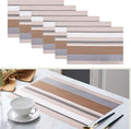 Set of 6 Colorful Striped Vinyl Placemats Heat-Resistant Washable Placemats by Unknown
