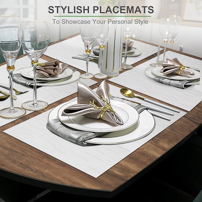 BETEAM Placemats Set of 8, Woven Vinyl Placemat - Image 6