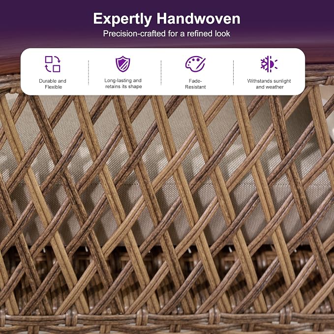 PURPLE LEAF Outdoor Dining Set for 4 All Weather Wicker Patio Dining Set - Image 5