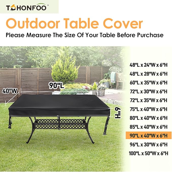 TOHONFOO Rectangular Patio Table Cover - Image 2