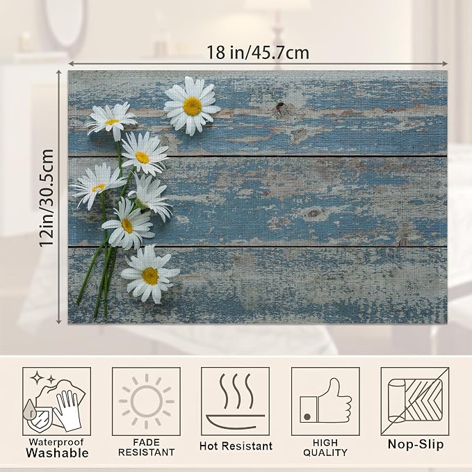 Vintage Blue Wood Panel Placemats Set of 6 - Image 2
