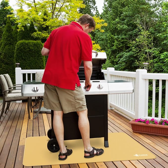 FLASLD Large Under The Grill Protective Deck and Patio Mat, 32 x 60 inches - Image 2