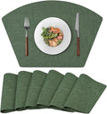 Round Table Placemats Set of 6, Faux Leather Wedge Shape Place Mats Heat by Wanlvhu