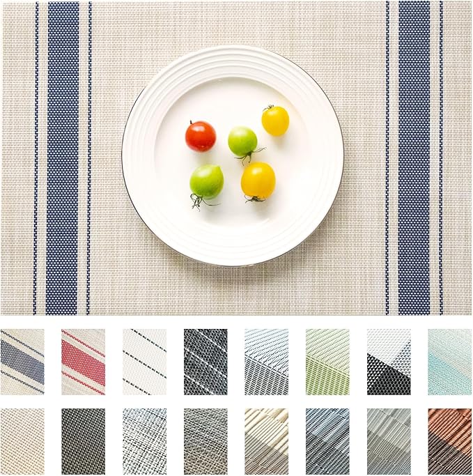 Placemats Set of 8 Vinyl/Plastic Woven Place Mats by Unknown