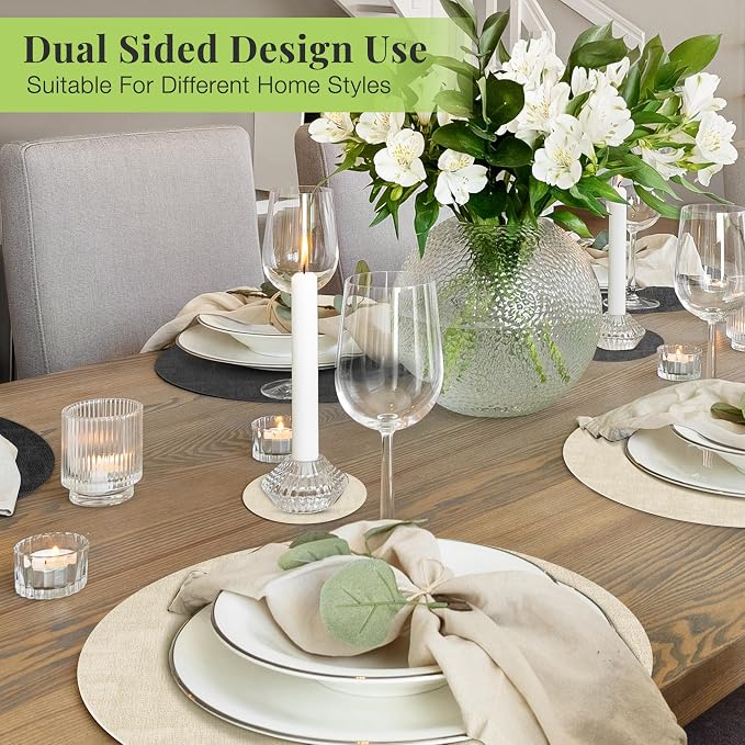 13-Inch Faux Leather Round Placemats Set of 4, Waterproof Anti-Slip Dual Sided - Image 6