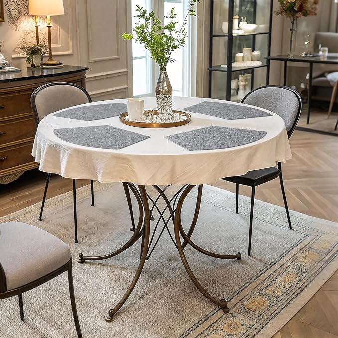Homaxy Round Table Placemats Set of 6, Washable Wedge Shaped Faux Leather Table - Image 6
