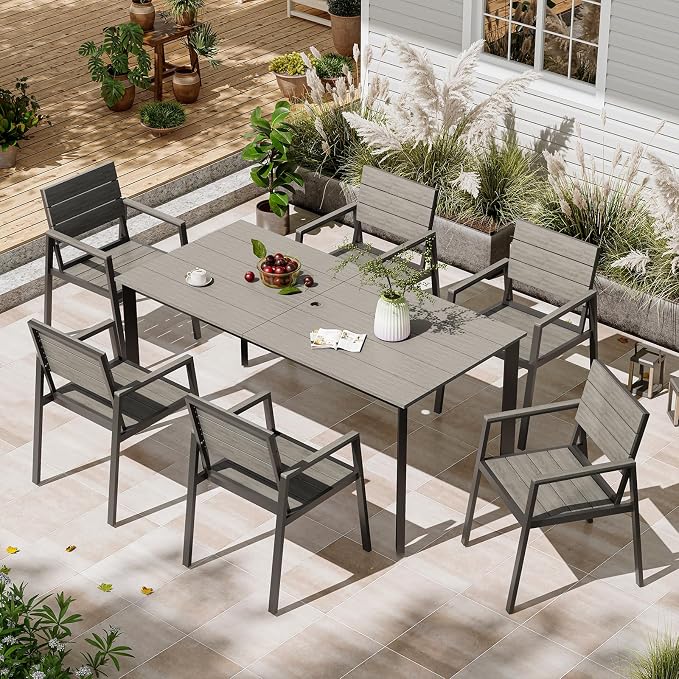 Patio Table and Chairs Set, 7 Piece Outdoor Dining Set by Oasbira