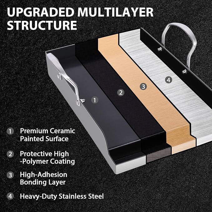 Utheer 16.5" x 10" Ceramic Nonstick Stainless Steel Griddle - Image 4