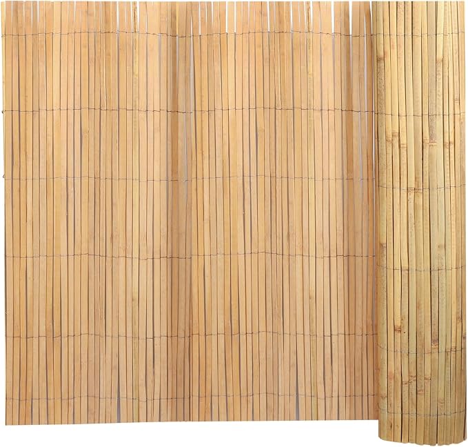 Bamboo Privacy Fence Roll 6ft x 13ft, Natural Bamboo Slat Screening Panels by Groovboo