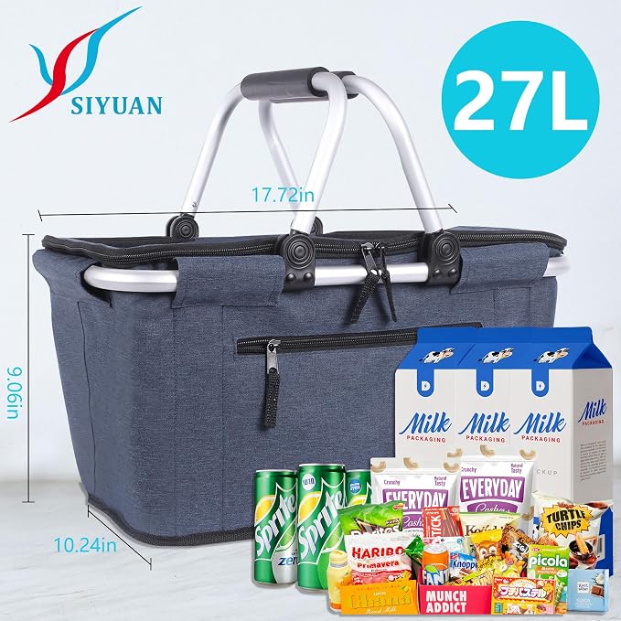 Picnic Basket, SIYUAN Collapsible Shopping Basket - Image 2