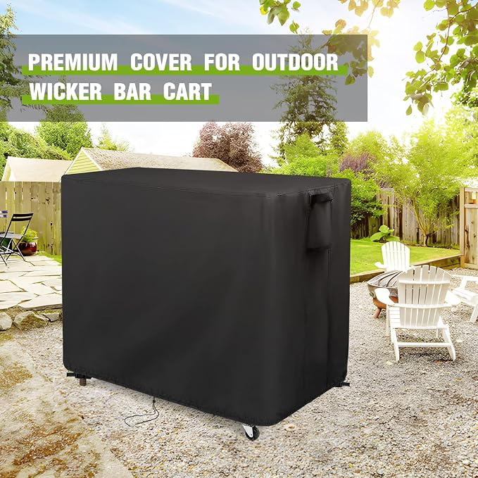 Outdoor Bar Cart Cover for Outdoor Rolling Wicker Bar Table Set 44"x19"x36" - Image 6