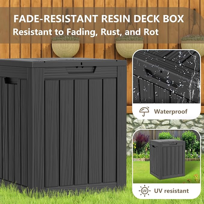 EasyUp 28 Gallon Outdoor Storage Box, Resin Waterproof UV-Resistant Deck Box - Image 7