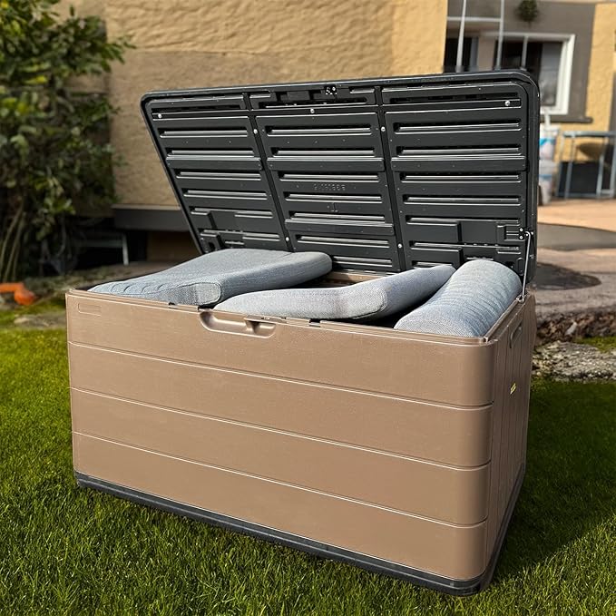 100 Gallon Plus Resin Deck Box, Waterproof Outdoor Storage Bin - Image 3