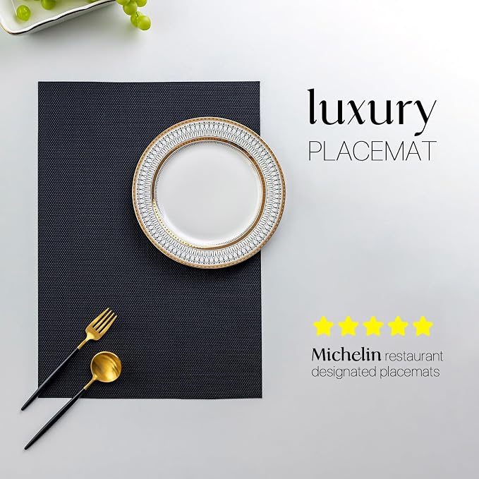 LEXMORE Placemats Set of 6 Vinyl/Plastic Woven Place Mats - Image 2