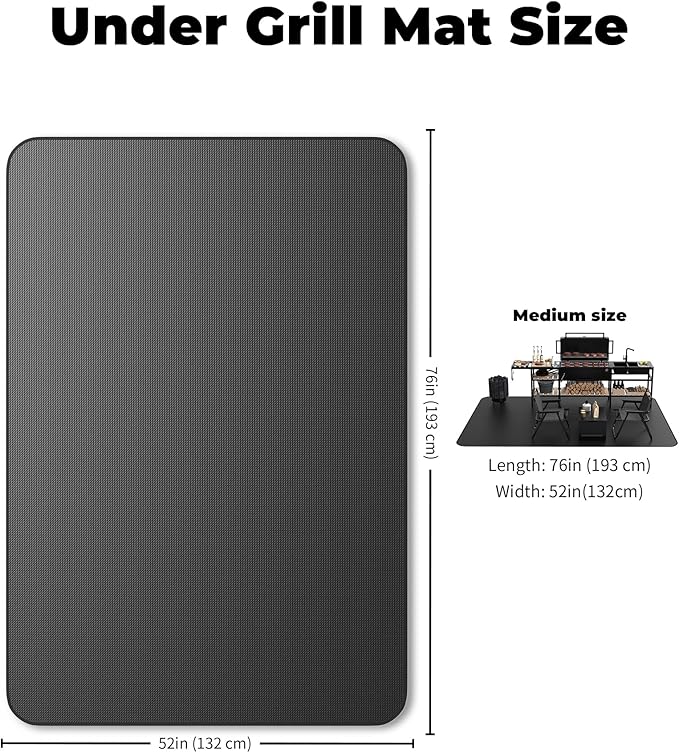 Grill Floor Mat with Silicone Fiberglass Coating, Fireproof and Waterproof