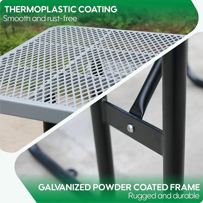 4FT Rectangular Metal Picnic Table - Image 5