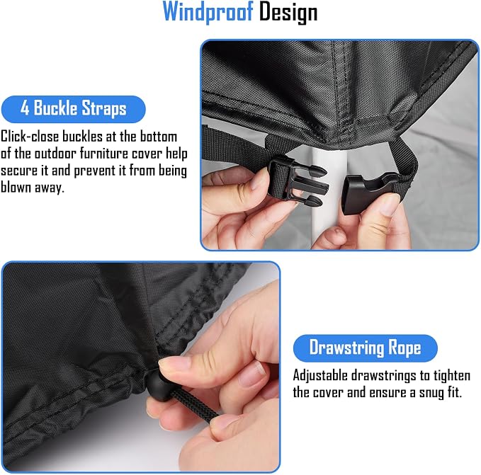 Round Patio Furniture Covers Waterproof, 64 Inch Outdoor HighRound Table Cover - Image 5