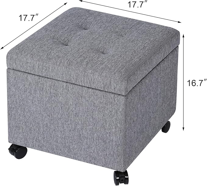 Homebeez Multifunctional Space-Saving Linen Storage Ottoman - Image 3