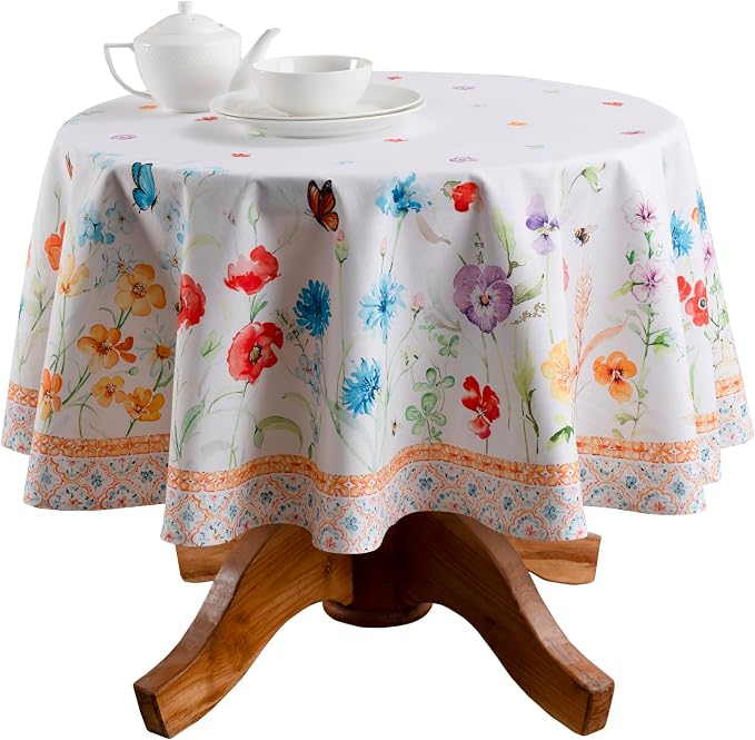 Maison d' Hermine Table Cloth Round Table 100% Cotton 63 Inches Tablecloth by MaisondHermine