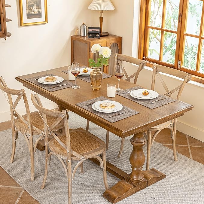 Blue Forest Placemats Set of 4, Dual-Layered Thickened Faux Linen Cloth Place - Image 4