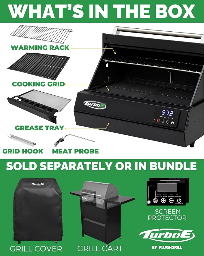 Turbo E XL Electric Grill, 1700W Infrared, Warming Rack and Probe, Apartment - Image 7