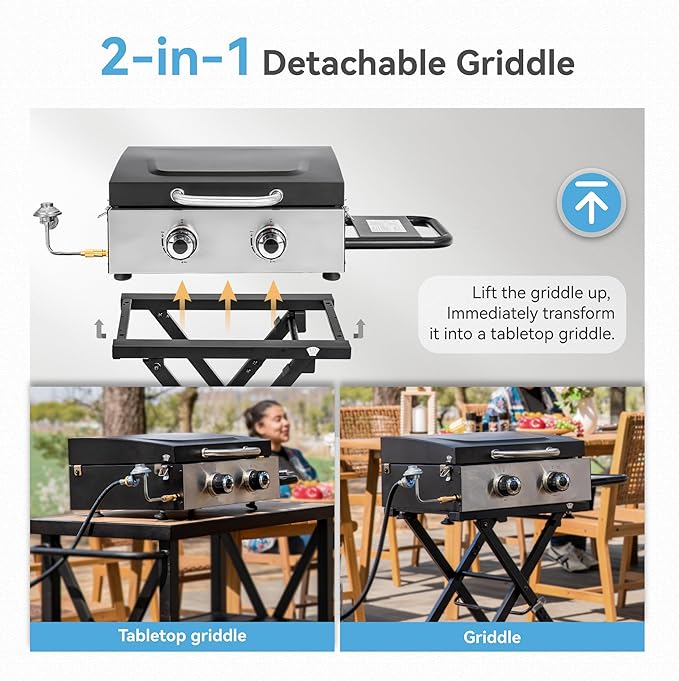 GREEN PARTY 2 Burner BBQ Propane Gas Griddle - Image 4