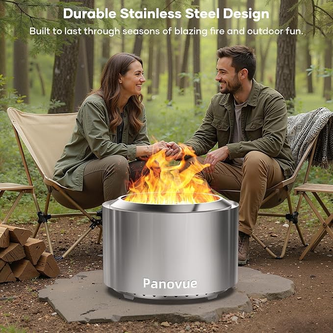 22 Inch Smokeless Fire Pit, Stainless Steel Wood Burning Outdoor Firepit - Image 4