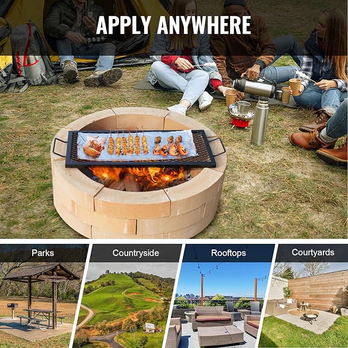 VEVOR X-Marks Fire Pit Grill Grate, Rectangle Cooking Grate, Heavy Duty Steel - Image 6