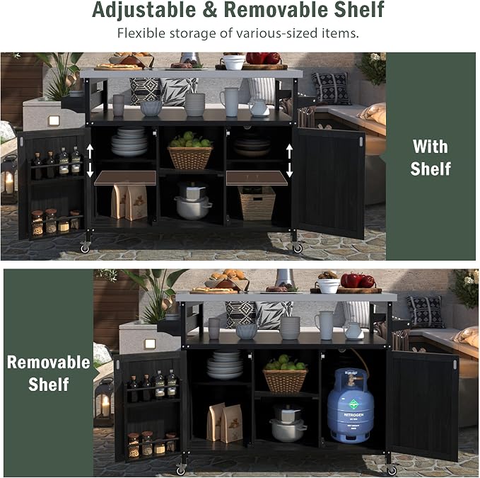 50.25" Grill Cart with Stainless Steel Tabletop - Image 5