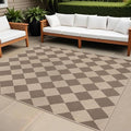 Easy Jute Brown Checkered 5x7 Area Rug, Washable Modern Rugs by Rugalia