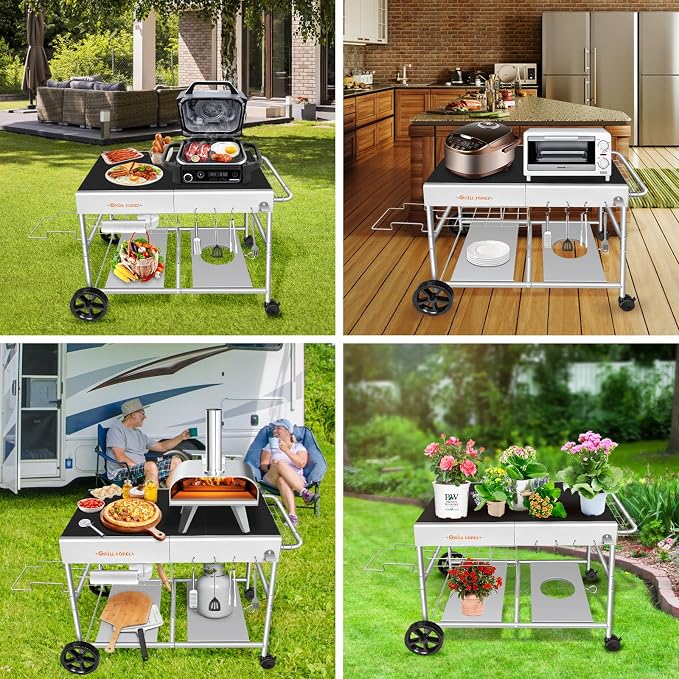 Outdoor Pizza Oven Table for Ninja Woodfire, Portable Grill Cart & Food Prep - Image 8