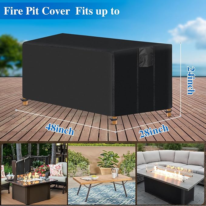Fire Pit Cover Rectangular- Waterproof Firepit Cover Outdoor Fireplace Cover - Image 2