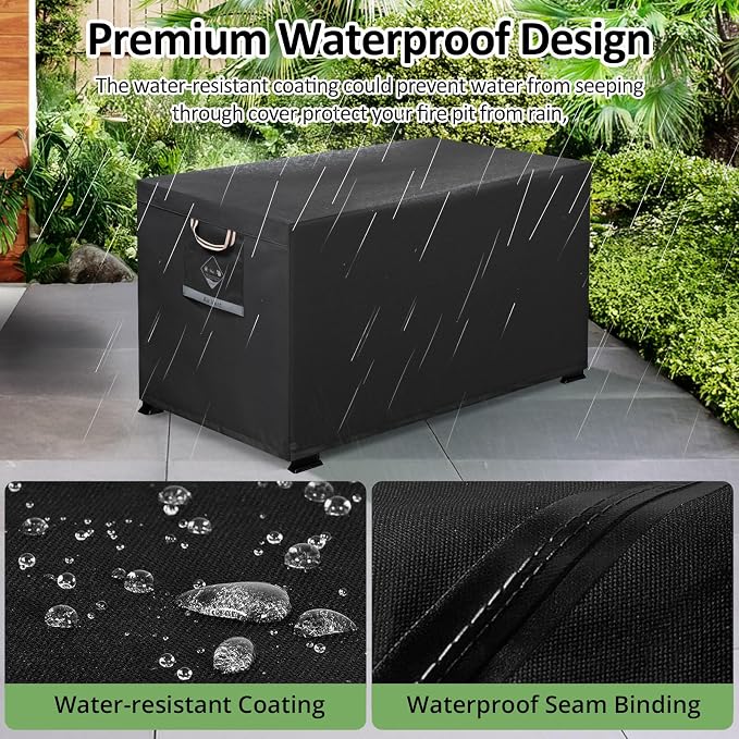 QH.HOME Fire Pit Cover Rectangular Super Waterproof 44" L x 28" W x 24" H - Image 6