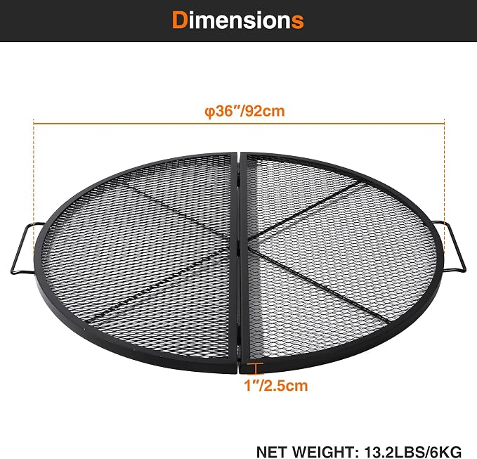 REDCAMP Foldable Fire Pit Cooking Grill Grate, Portable X-Marks Heavy Duty - Image 2