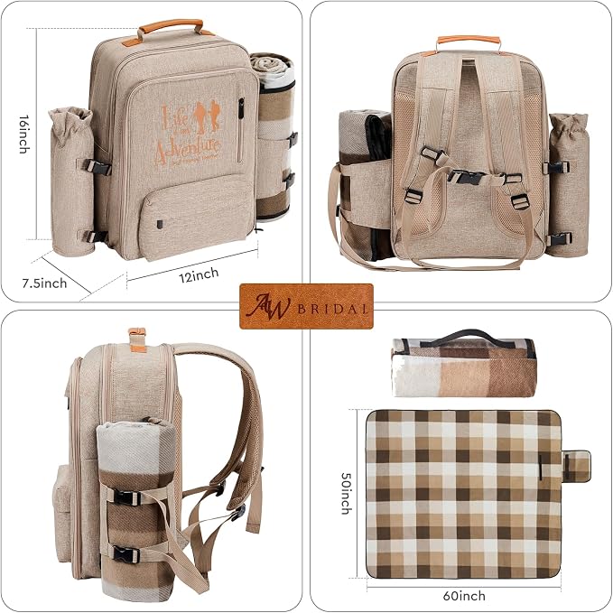 24L Insulated Picnic Basket Leak Proof Picnic Backpack - Image 2