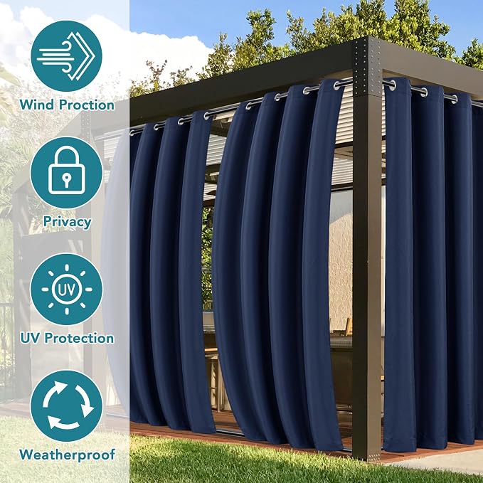 HolidayIdeas Gazebo Curtains Outdoor Waterproof 4 Panels 54x84 Inch-Windproof - Image 3